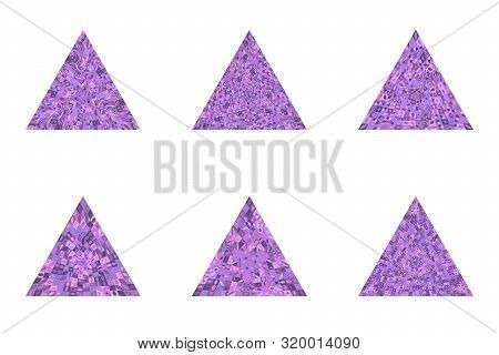 Isolated Tiled Mosaic Pyramid Shape Set - Abstract Geometrical Vector Element
