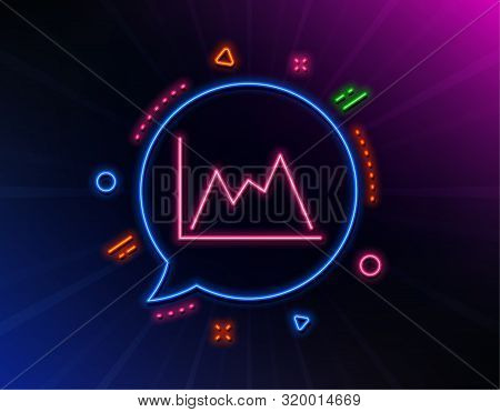 Line Chart Icon. Neon Laser Lights. Financial Growth Graph Sign. Stock Exchange Symbol. Glow Laser S