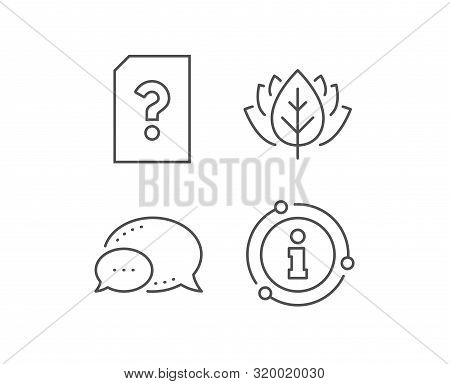 Unknown Document Line Icon. Chat Bubble, Info Sign Elements. File With Question Mark Sign. Untitled 