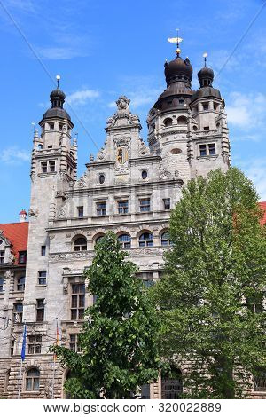 Leipzig City, Germany. New City Hall (neues Rathaus) Built In Historicism Architecture Style.