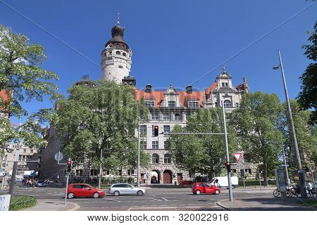 Leipzig City, Germany. New City Hall (neues Rathaus) Built In Historicism Architecture Style.