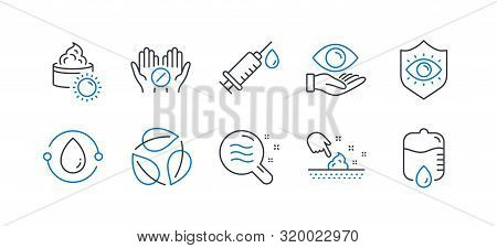 Set Of Healthcare Icons, Such As Cold-pressed Oil, Eye Protection, Sun Cream, Health Eye, Skin Moist