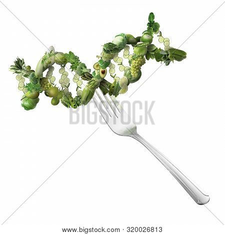 Nutrition Genetics Nutrigenomics Concept Dna Made Of Fresh Veggies And Fruits