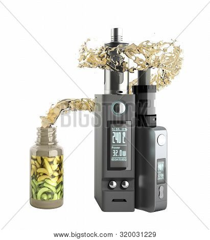 Electronic Cigaretts Device Box Mod To Smokeless Smoking 3d Render On White No Shadow