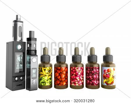 Electronic Cigaretts Device Box Mod To Smokeless Smoking 3d Render On White No Shadow