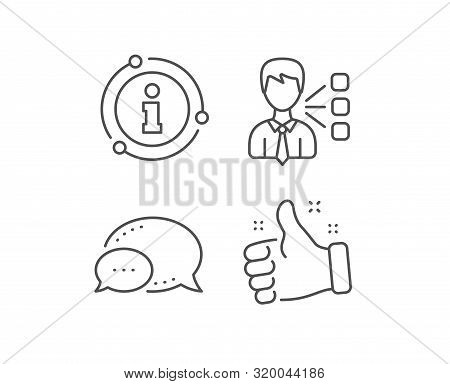 Third Party Line Icon. Chat Bubble, Info Sign Elements. Team Leader Sign. Business Conversation Symb