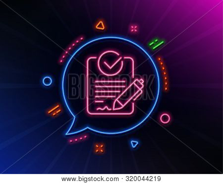 Rfp Line Icon. Neon Laser Lights. Request For Proposal Sign. Report Document Symbol. Glow Laser Spee