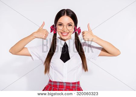 Close Up Photo Amazing Attractive She Her Lady Long Hair Tails Eyewear Eyeglasses Hand Arm Thumbs Up