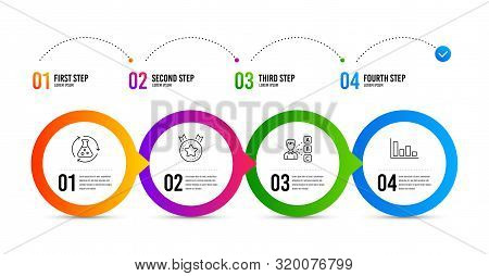 Chemistry Experiment, Opinion And Ranking Star Line Icons Set. Timeline Infographic. Histogram Sign.