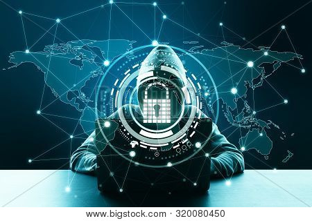 Hacker Using Padlock Interface