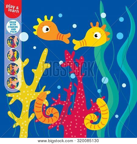 Drawing Game Tutorial Horsefish Printable Template Vector