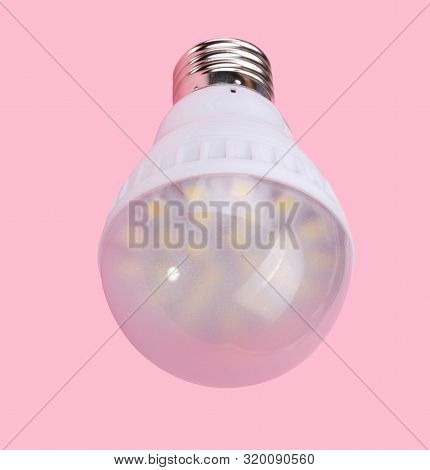 Led Tube Lamp On Pink Background At Dry Sunny Summer Day