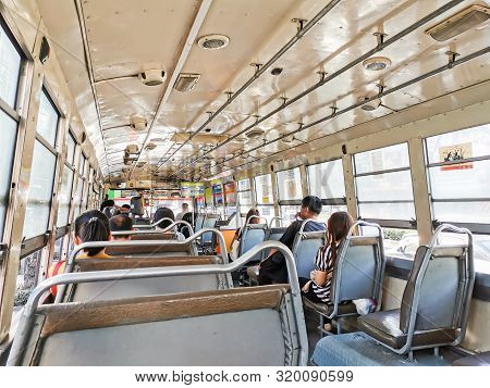 Editorial: Bmta Bus, Bangkok, Thailand, 2nd September 2019. Thai People On Bmta Bus Of Thailand In T