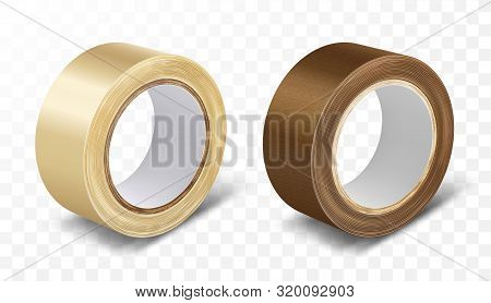 Transparent And Brown Duct Roll Adhesive Tape Realistic Vector Illustration Isolated On Transparent 