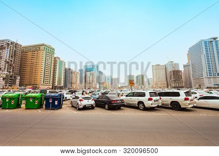Sharjah, Uae - March 01, 2019: Very Big Parking In The Centre Of Sharjah City In United Arab Emirate