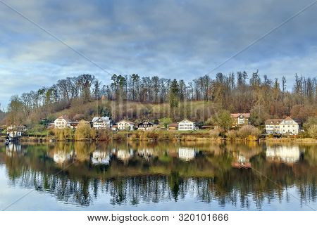 Houses By The Kloster See Lake In Seeon-seebruck, Germany