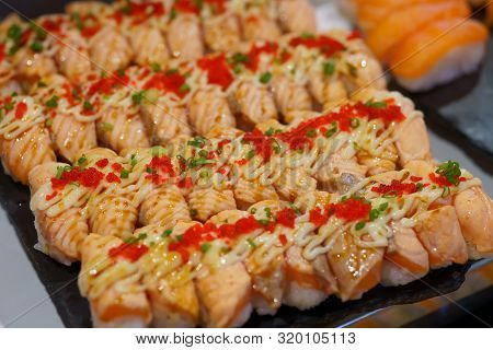 Suchi For Sell In The Supermarket, Suchi Is Japanese National Food Popular Throughout The World