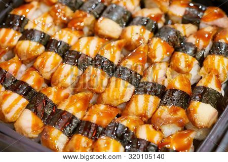 Suchi For Sell In The Supermarket, Suchi Is Japanese National Food Popular Throughout The World