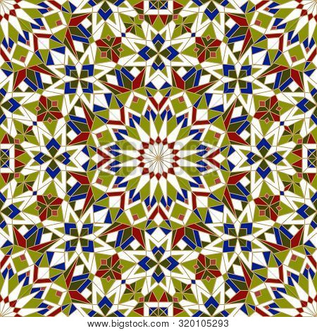 Morrocan Seamless Mosaic Pattern. Arabic Abstract Background