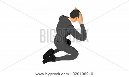 Human Characters, Men Wearing Red Suits And Ties. Is Holding The Head Due To A Mismatch. Eps10 Vecto