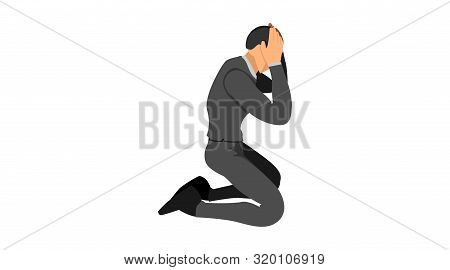Human Characters, Men Wearing Red Suits And Ties. Is Holding The Head Due To A Mismatch. Eps10 Vecto