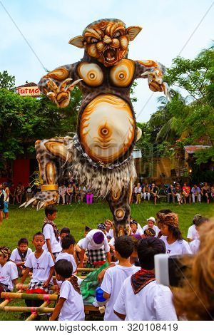 Ubud, Bali - March 04, 2011: Ogoh-ogoh Statues At The Ngrupuk Parade In Bali Island In Indonesia