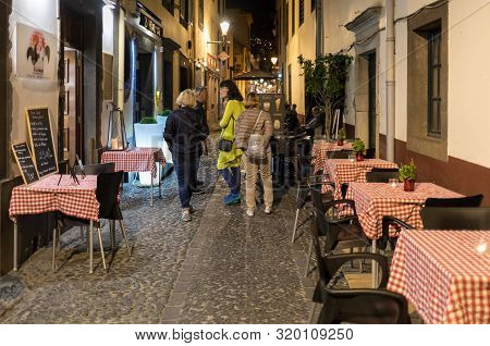 Funchal, Madeira, Portugal - April 18, 2018: Zone Velha - The Oldest District Famous For Its Best Re