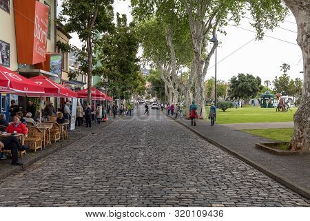 Funchal, Madeira, Portugal - April 12, 2018: Zone Velha - The Oldest District Famous For Its Best Re