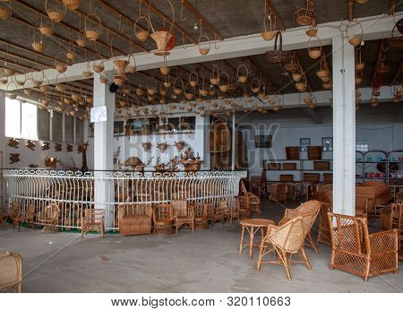 Camacha, Madeira, Portugal - April 19, 2018: Wicker Baskets On Sale In A Factory Shop In Camacha On 