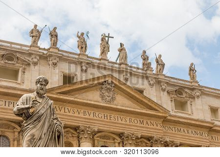 St. Peter's Basilica With The Statue Of Saint Peter. Vatican City.