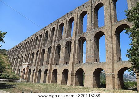 Maddaloni, Italy - 12 August 2019: The Carolino Aqueduct Created For The Complex Of San Leucio And T