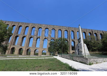 Maddaloni, Italy - 12 August 2019: The Carolino Aqueduct Created For The Complex Of San Leucio And T