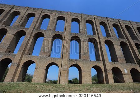 Maddaloni, Italy - 12 August 2019: The Carolino Aqueduct Created For The Complex Of San Leucio And T
