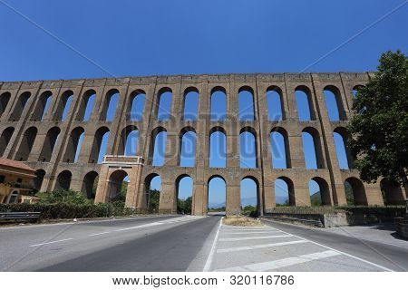 Maddaloni, Italy - 12 August 2019: The Carolino Aqueduct Created For The Complex Of San Leucio And T