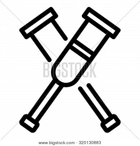 Crutches Icon. Outline Crutches Vector Icon For Web Design Isolated On White Background