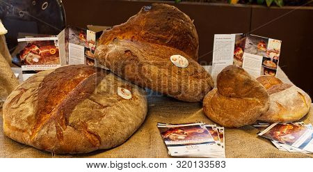 Bologna / Italy - August 30, 2019: Fico Eataly World. Altamura Italian Fresh Bread