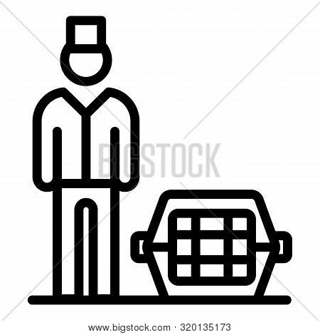 Veterinarian Near The Cage Icon. Outline Veterinarian Near The Cageve Ctor Icon For Web Design Isola