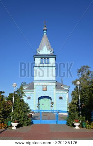 The Wooden Orthodox Ascension Church, Together With The Bell Tower, Was Built In 1938, Stolin, Belar