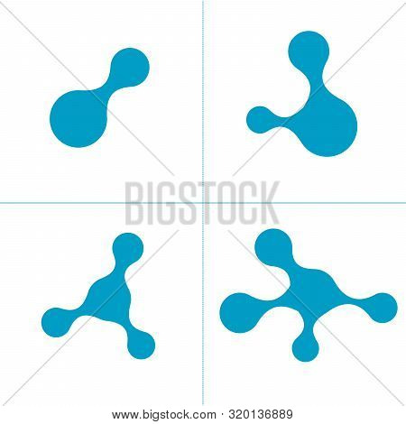 Abstract Fluid Molecular Structure Logo Template Set. Technology Science Sign. Drop Print. Stock Vec