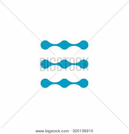 Networking Or Tech Chain Logo Template With Circle Dot Connection Structure In Three Parallel Lines.