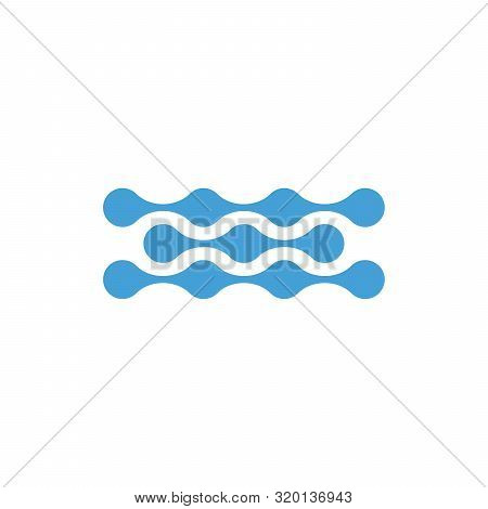 Molecularor Tech Chain Logo Template With Circle Dot Connection Structure In Three Parallel Lines. S