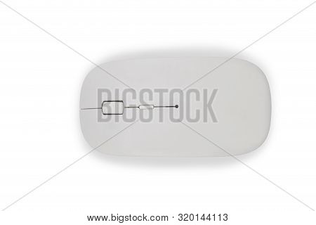 Close Up Wireless Computer Mouse Modern Design With Blank Screen Isolated On White Background With C