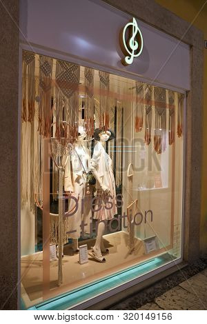 VERONA, ITALY - CIRCA MAY, 2019: display window of a Stradivarius shop in Verona.