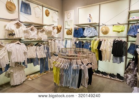 VERONA, ITALY - CIRCA MAY, 2019: interior shot of Stradivarius store in Verona. Stradivarius is an international women and men clothing fashion brand from Spain owned by the Inditex group. 
