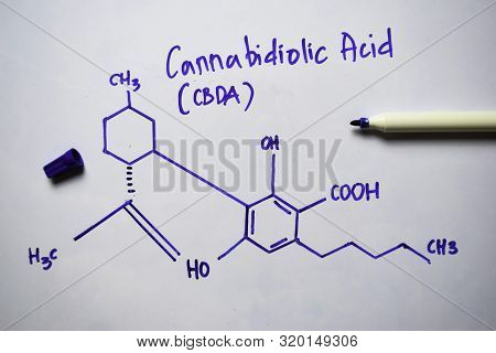 Cannabidiolic Acid (cbda) Molecule Written On The White Board. Structural Chemical Formula. Educatio