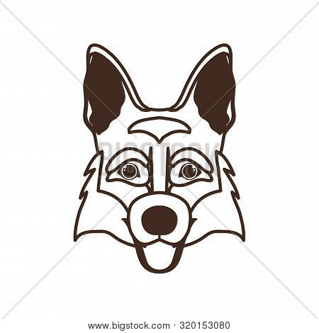 Head Of Cute Pastor Aleman Dog On White Background Vector Illustration Design