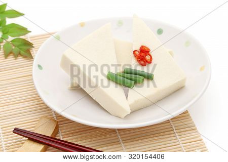 Japanese Food, Kouya Tofu Cuisine On White Background
