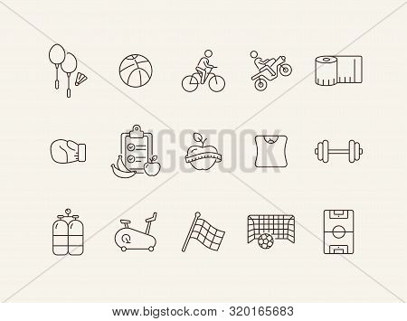Active Lifestyle Line Icon Set. Sport, Diet, Weight Loss. Training Concept. Can Be Used For Topics L