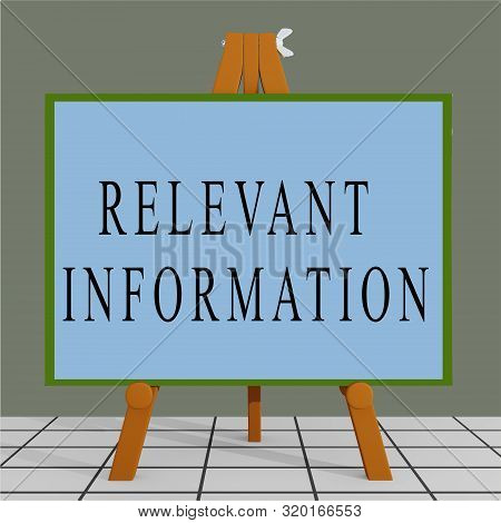 3d Illustration Of Relevant Information Title On A Tripod Display Board