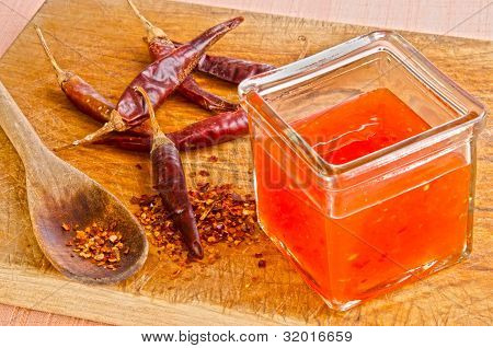 Chilli vloček na dřevěnou lžící